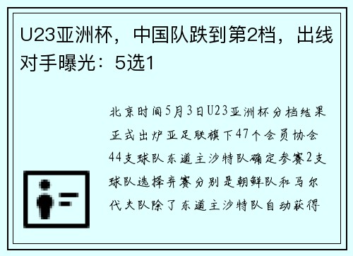 U23亚洲杯，中国队跌到第2档，出线对手曝光：5选1